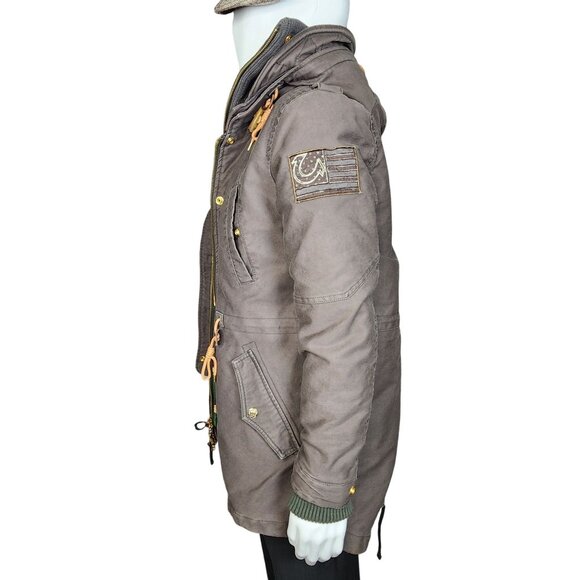 True Religion Dark Khaki Removable Liner Parka, Women's Medium - Picture 4 of 16